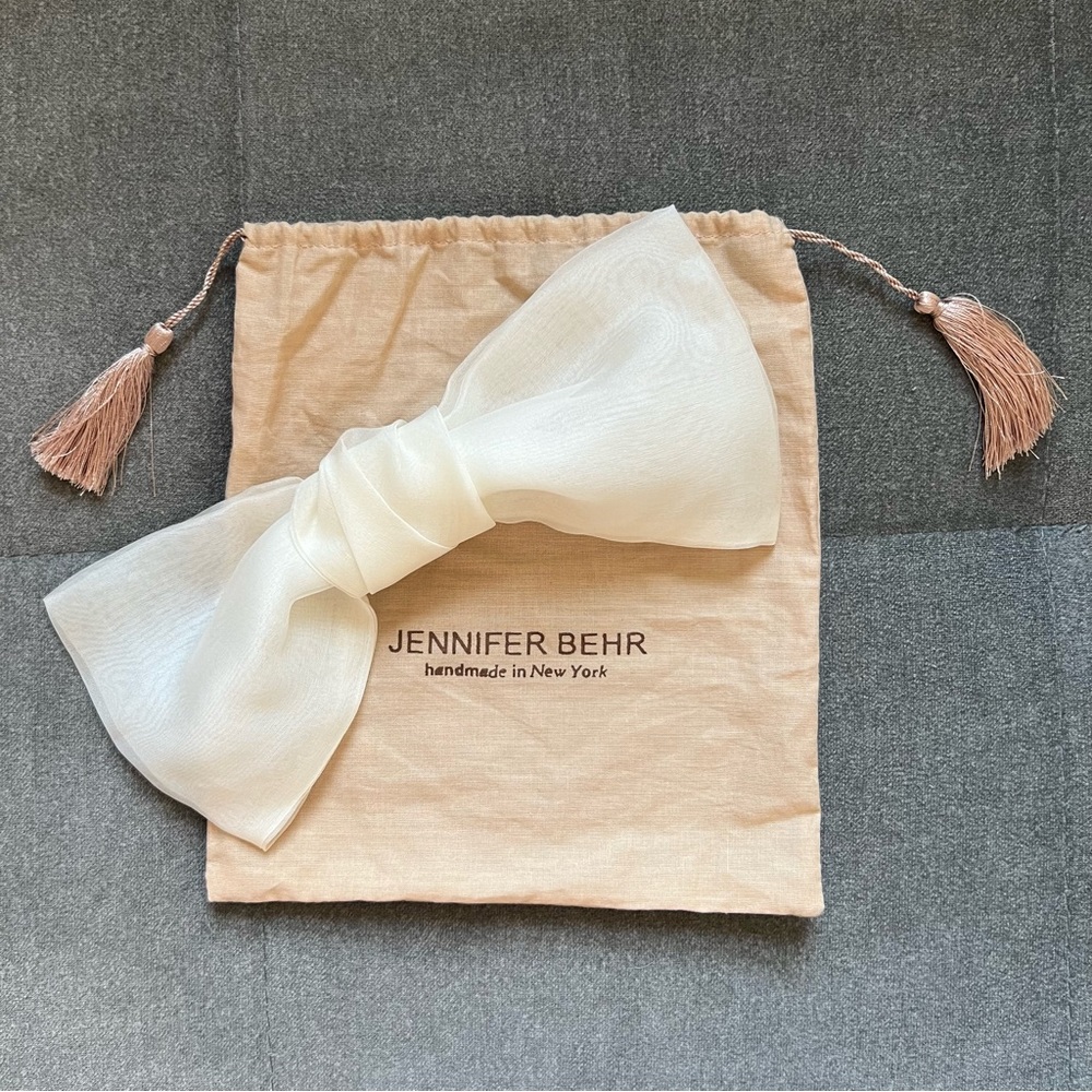 Jennifer Behr Silk Organza Bow Barrette in Cream